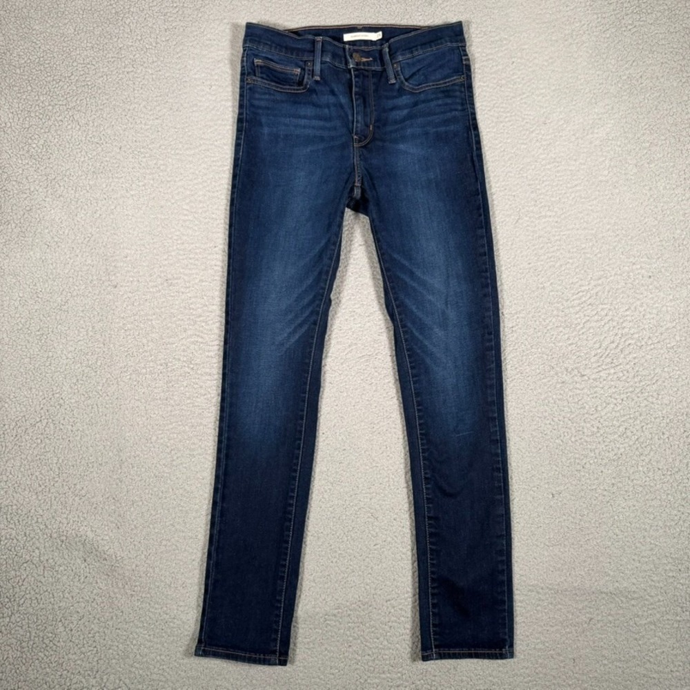 Levis Jeans Womens 29x28 Blue Slimming Skinny Shaping Denim 5 Pocket Preppy Logo